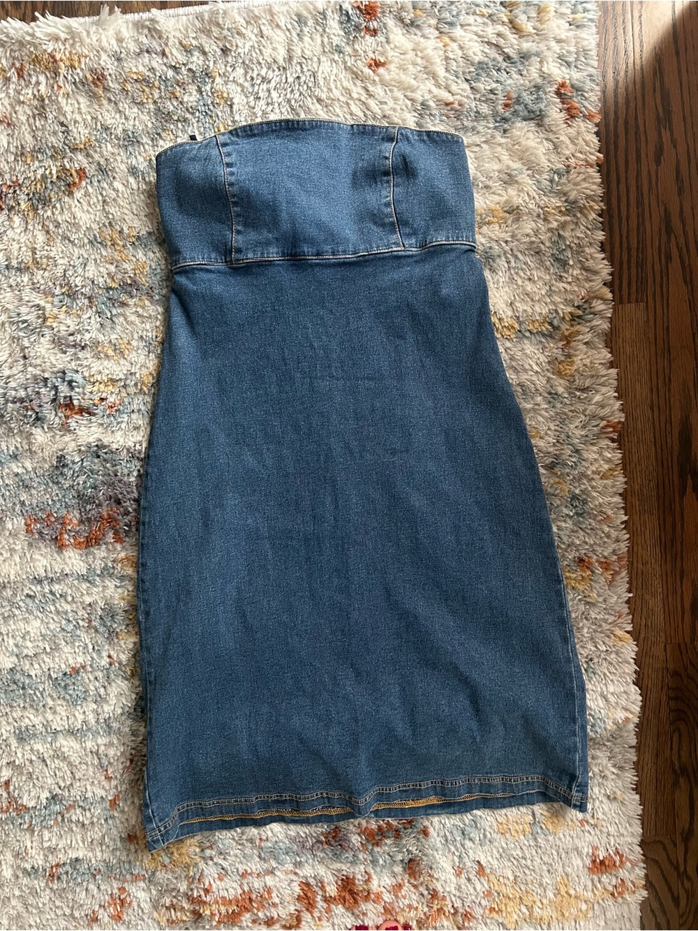 Strapless Denim Tube Dress in Blue